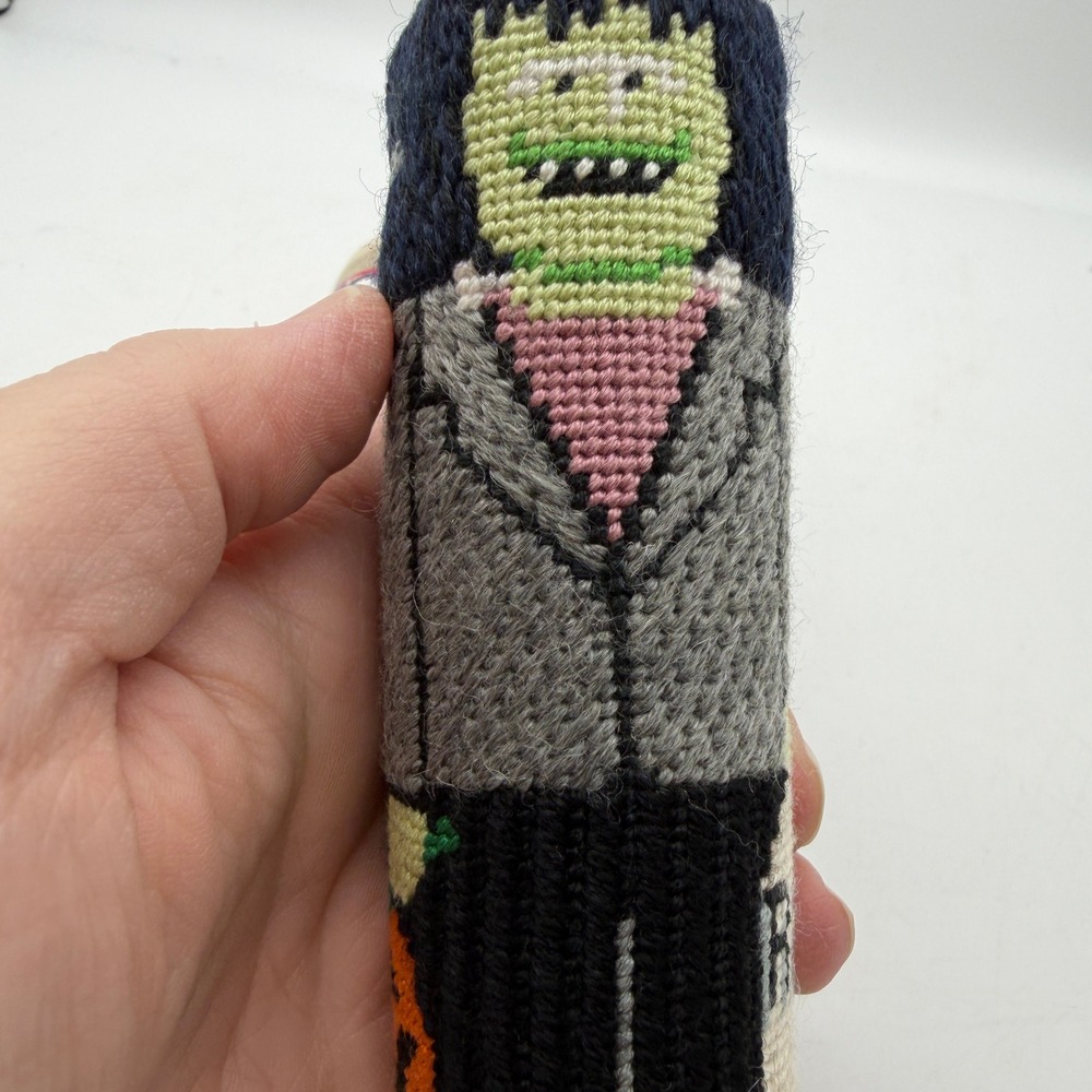 Needlepoint handmade Halloween hanging ornaments cylinder decor Frankenstein - Picture 5 of 13